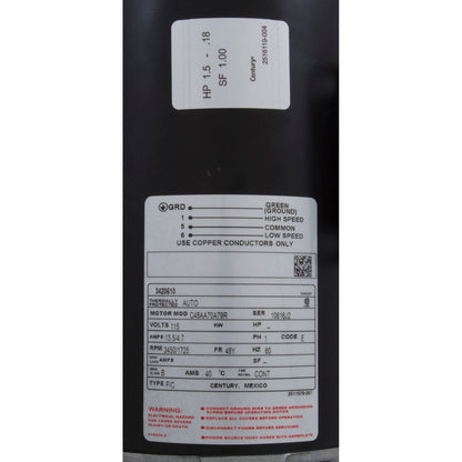 Pump, Aqua Flo FMCP, 1.5hp Century, 115v, 2-Spd, 48fr, 1-1/2", Kit