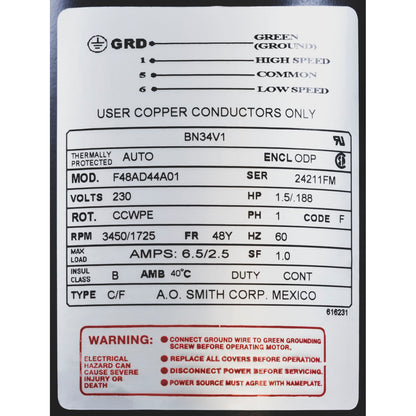 Pump, Aqua Flo FMCP, 1.5hp Century, 230v, 2-Speed, 48fr, 1-1/2"