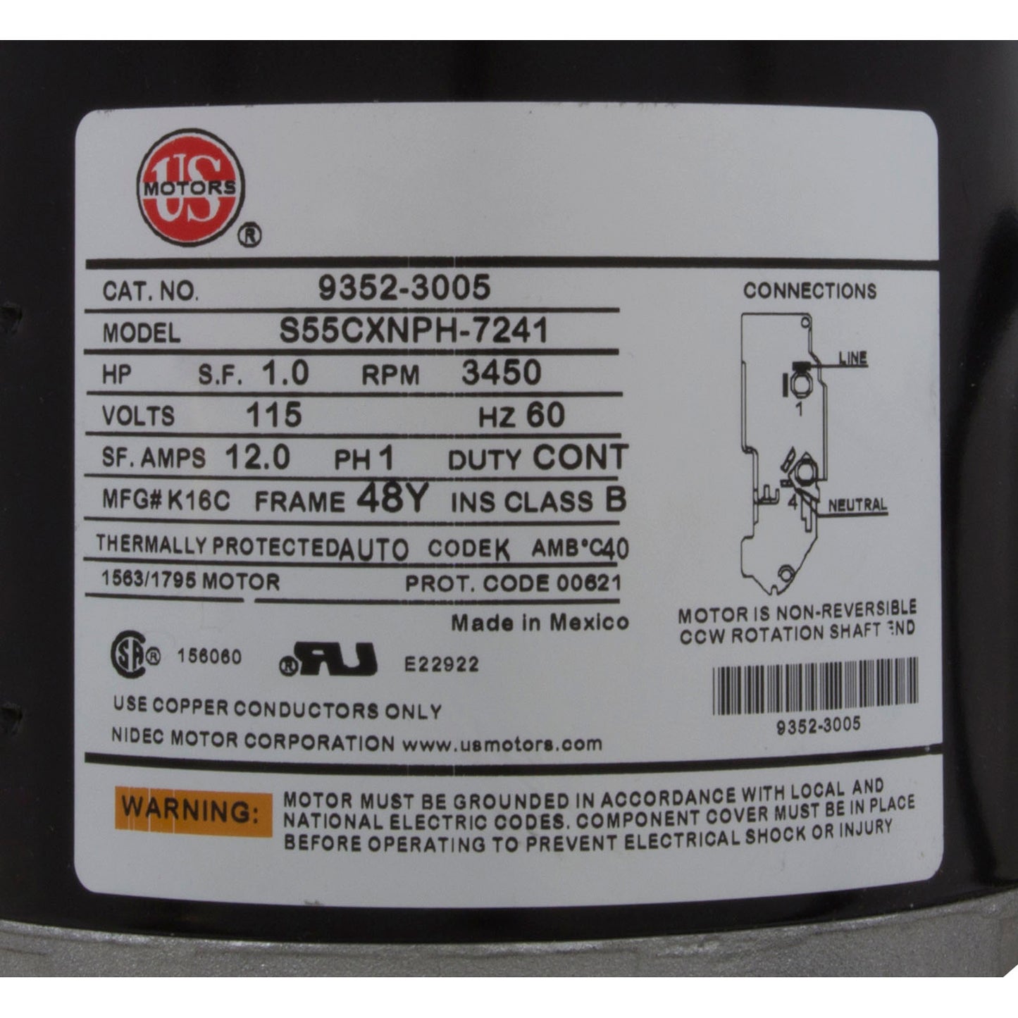 Pump, AquaFlo TMCP, 1.0hp, 115v, 1-Spd, 48Fr, w/Air Switch, OEM