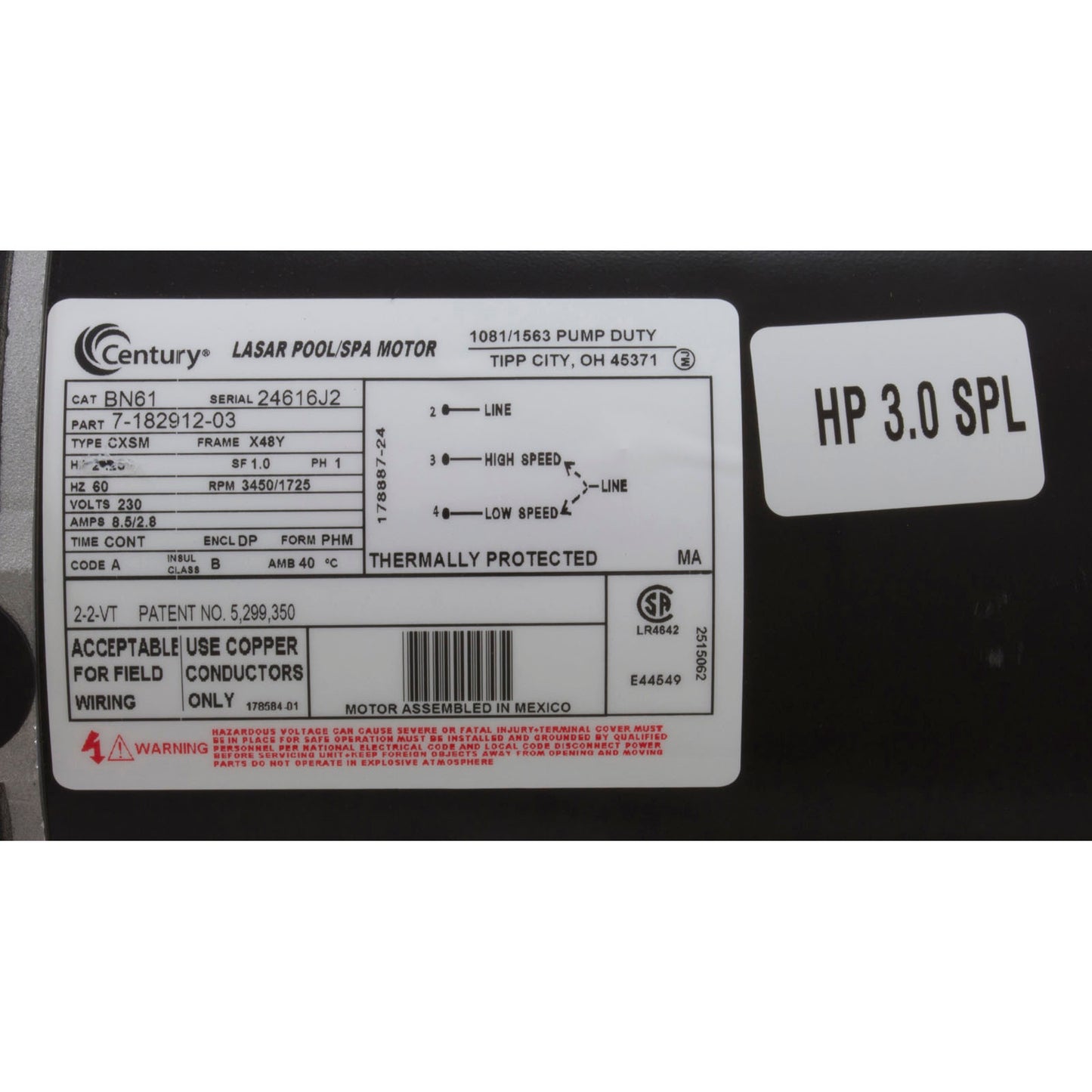 Pompe, Aqua Flo FMCP, 2,0 ch Century, 230 V, 2 vitesses, 48 ​​fr, 1-1/2"