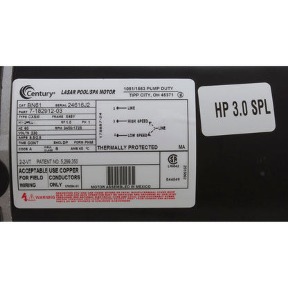 Pompe, Aqua Flo FMCP, 2,0 ch Century, 230 V, 2 vitesses, 48 ​​fr, 1-1/2"