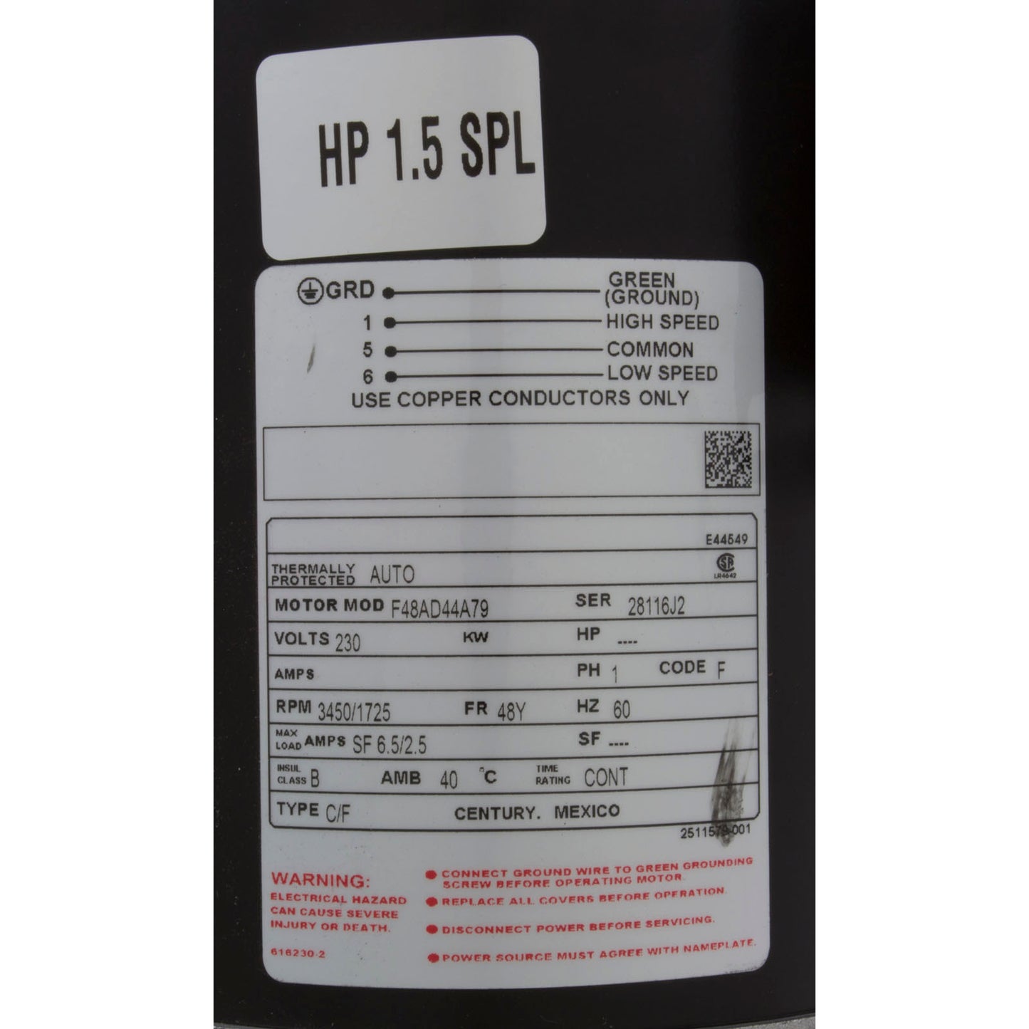 Pump, Aqua Flo TMCP, 1.5hp Century, 230v, 2-Spd, 48fr, 1-1/2"