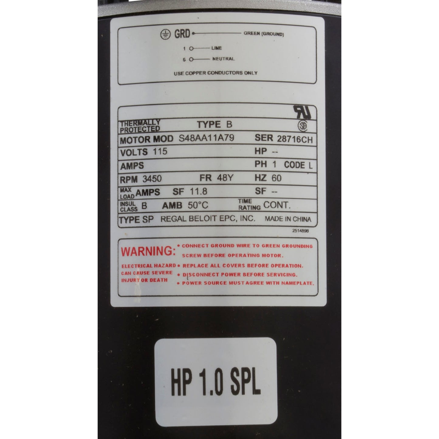 Pompe, Aqua Flo FMVP, 1,0 CV Century, 115 V, 1 vitesse, 48 fr, 1-1/2"