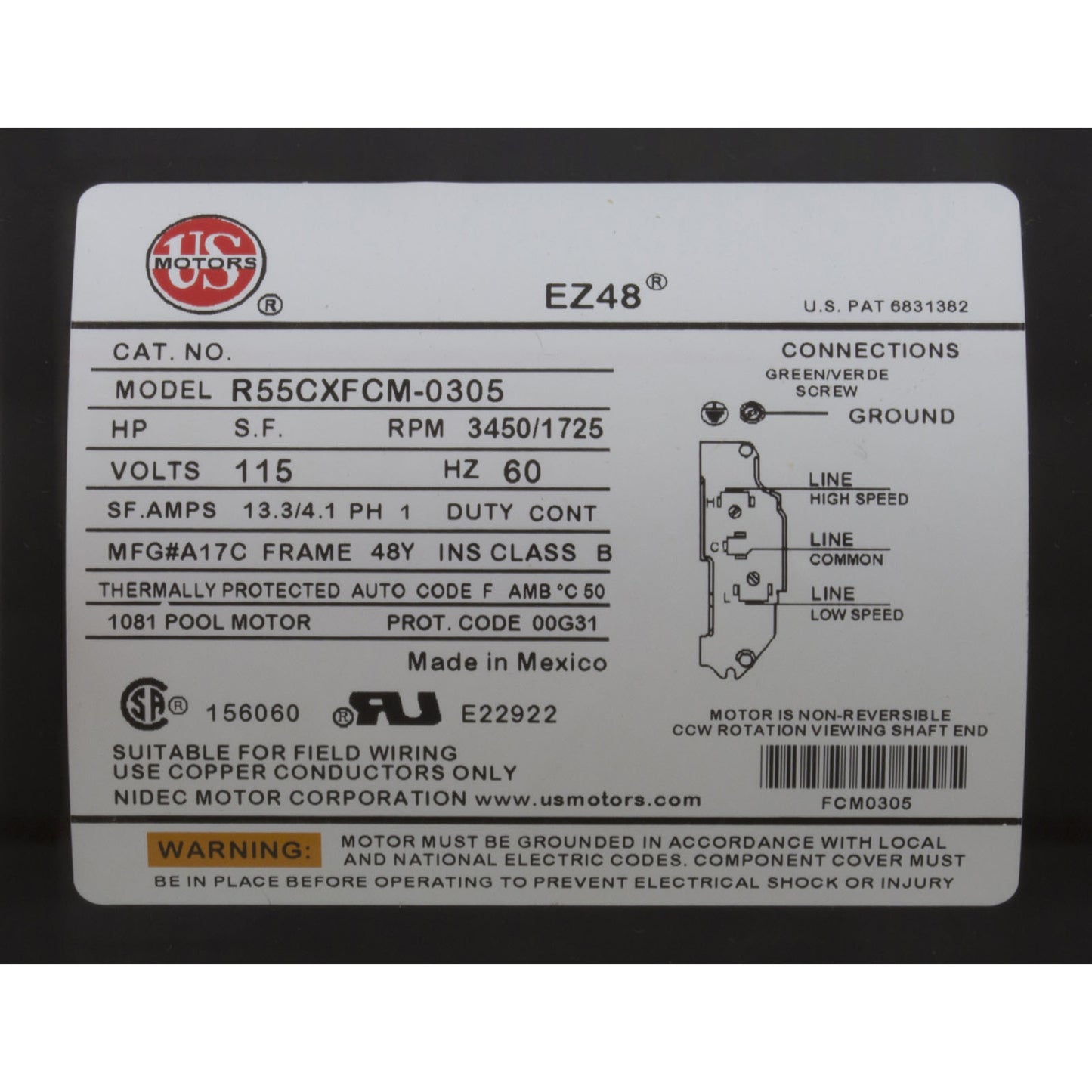 Pump, Aqua Flo XP2, 1.5hp Nidec, 115v, 2-Speed, 48fr, 2", Kit