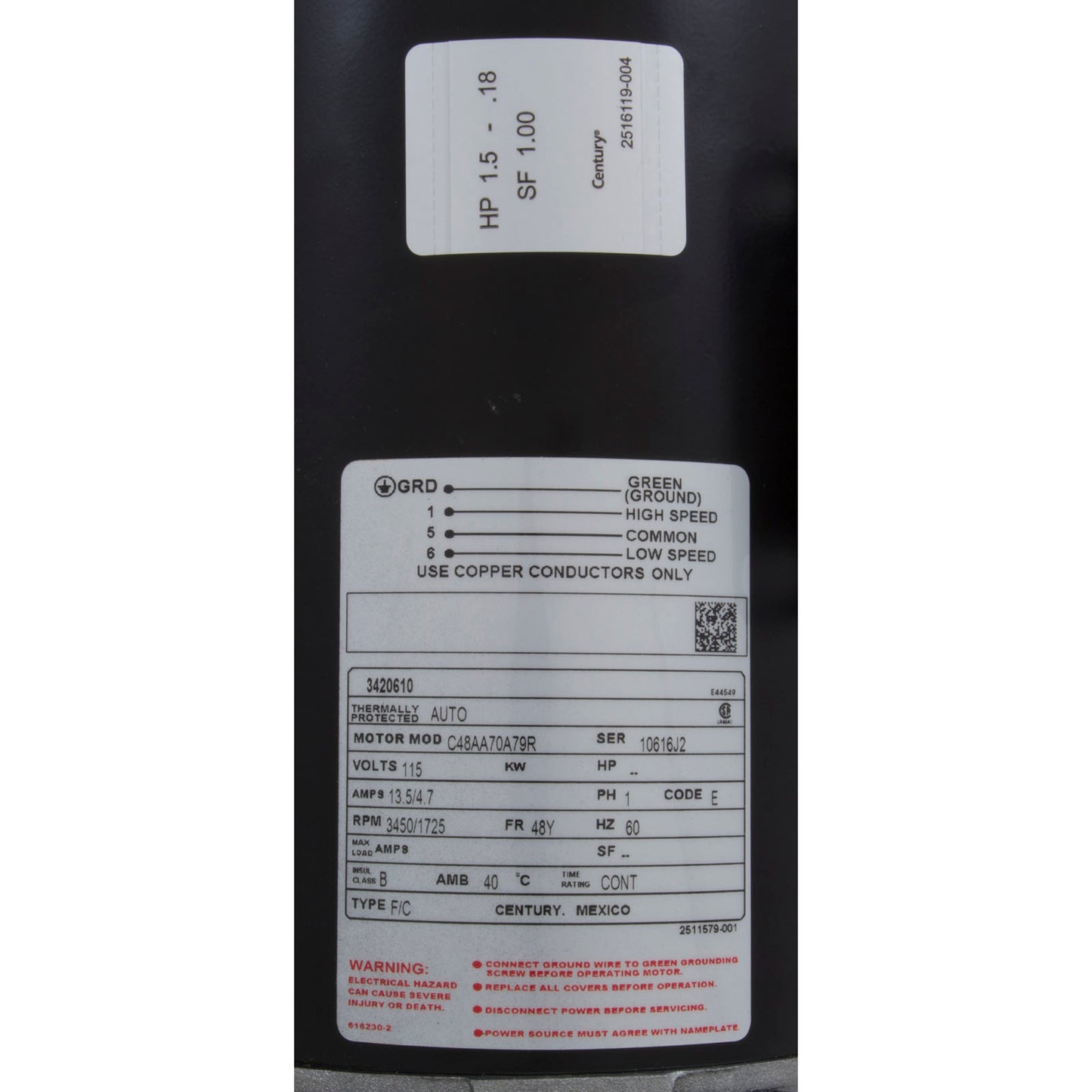 Pompe, Aqua Flo XP2, 1,5 CV Century, 115 V, 2 vitesses, 48 ​​fr, 2", kit