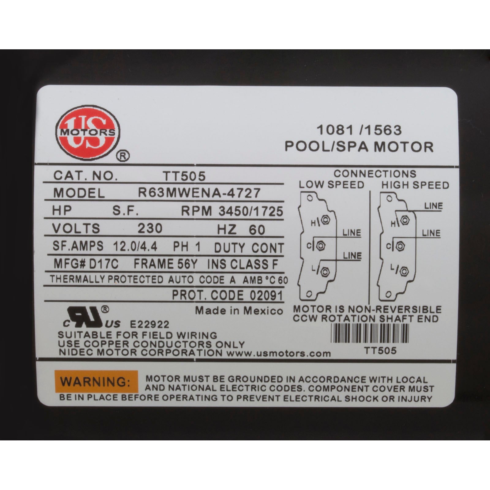 Pump, Aqua Flo XP2e, 2.5hp US Motor, 230v, 2-Speed, 56fr, 2"