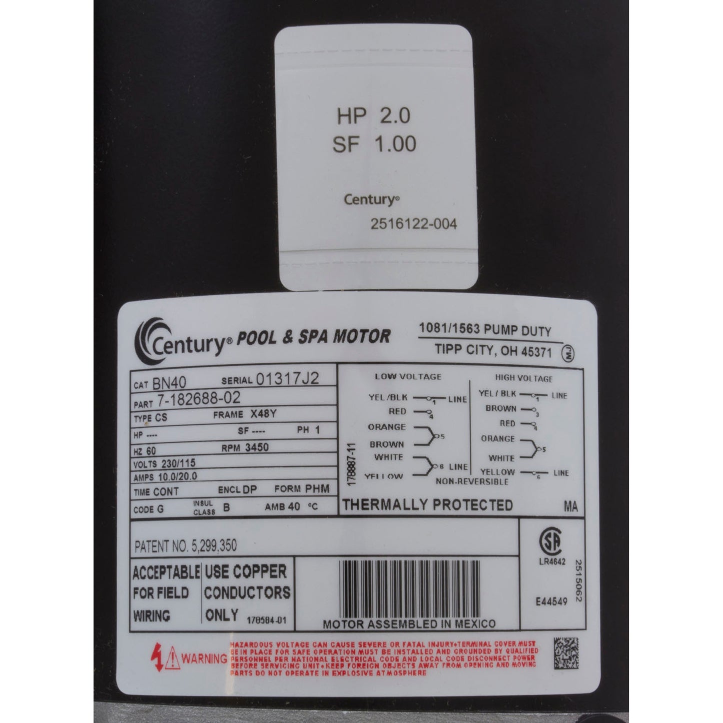 Pump, Aqua Flo XP2e, 2.0hp Century, Conv, 1-Spd, 48fr, 2"