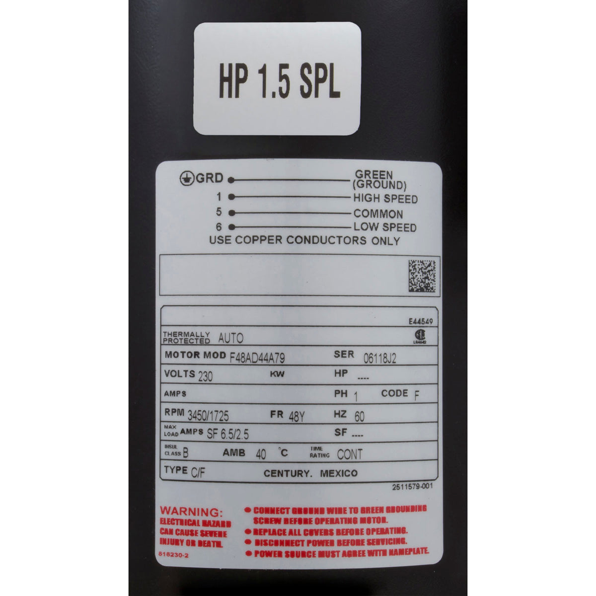 Pump, Aqua Flo XP2e, 1.5hp Century, 230v, 2-Speed, 48fr, 2"