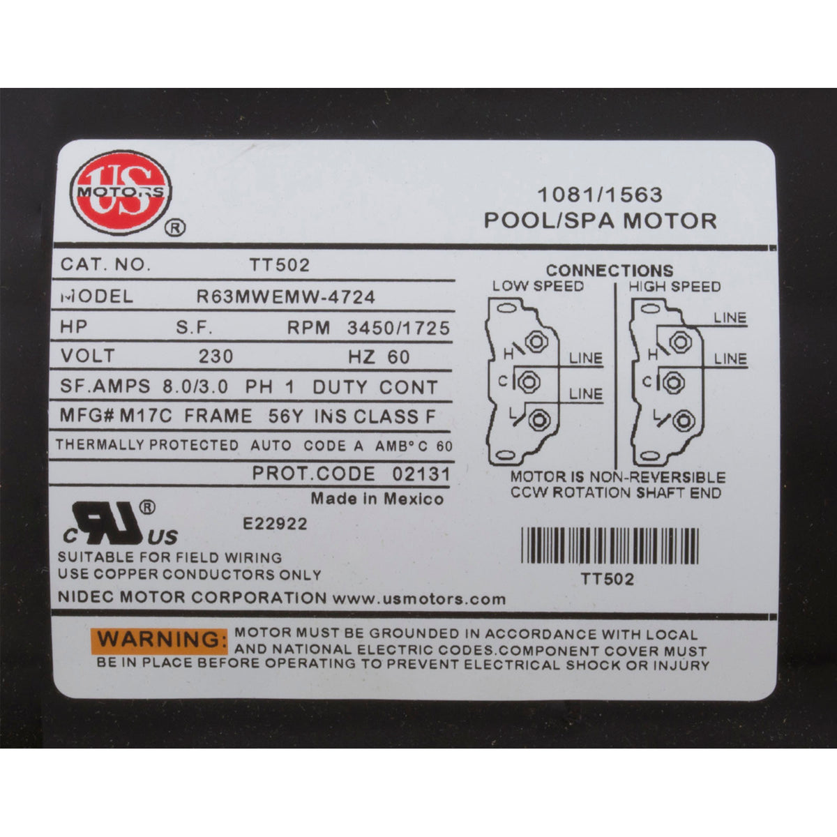 Pump, Aqua Flo XP2e, 2.0hp US Motor, 230v, 2-Speed, 56fr, 2"