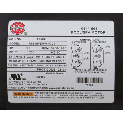 Pompe, Aqua Flo XP2e, moteur américain 2,0 ch, 230 V, 2 vitesses, 56 fr, 2"