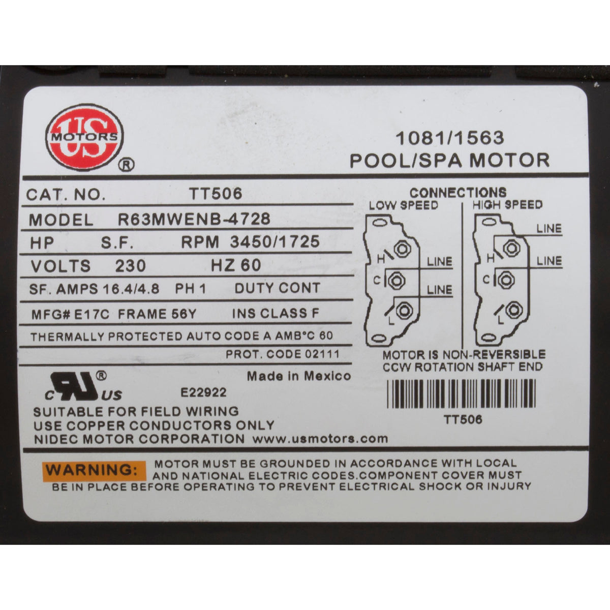 Pump, Aqua Flo XP3, 4.0hp USMotor, 230v, 2-Speed, 56fr, 2-1/2"