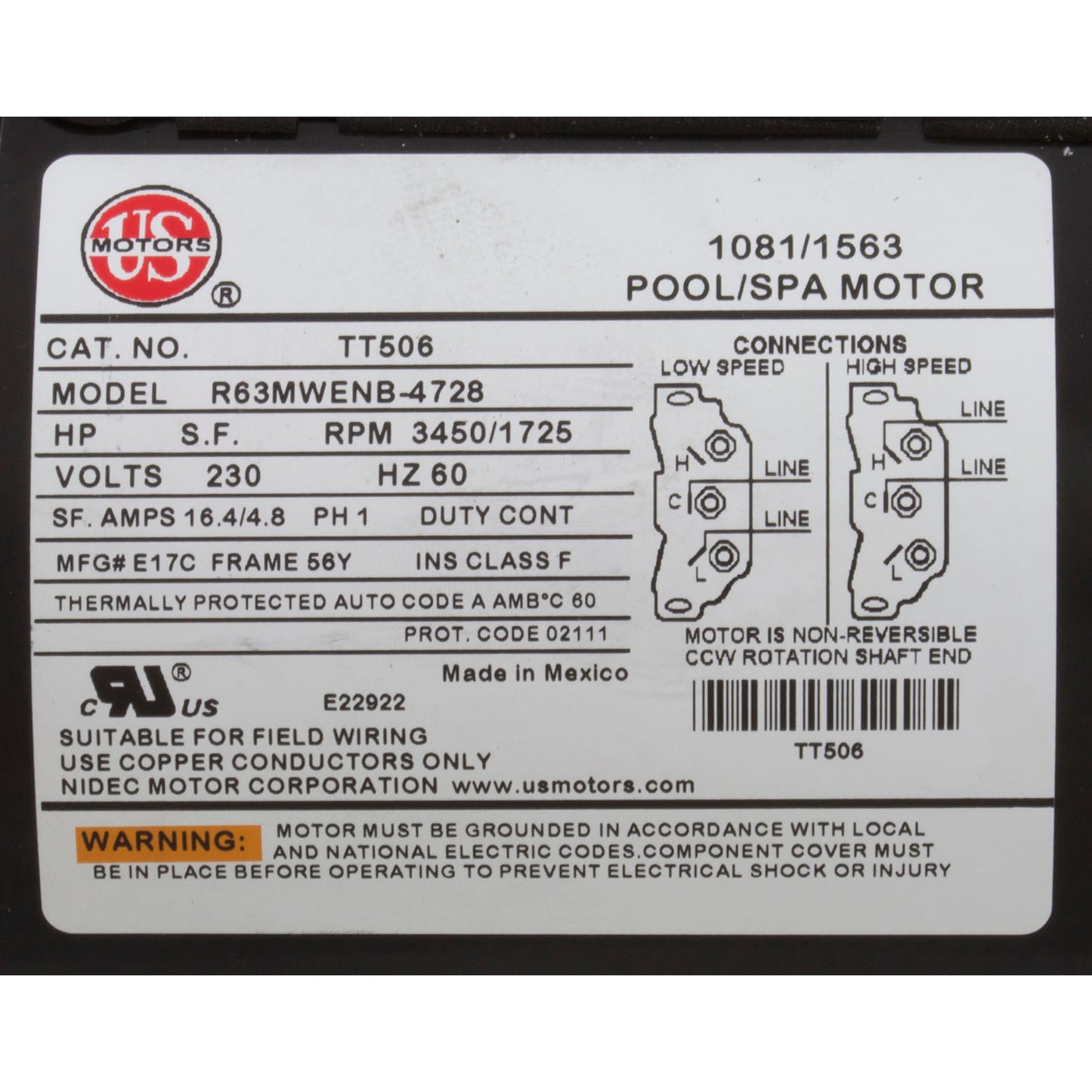 Pump, Aqua Flo XP3, 4.0hp USMotor, 230v, 2-Speed, 56fr, 2-1/2"