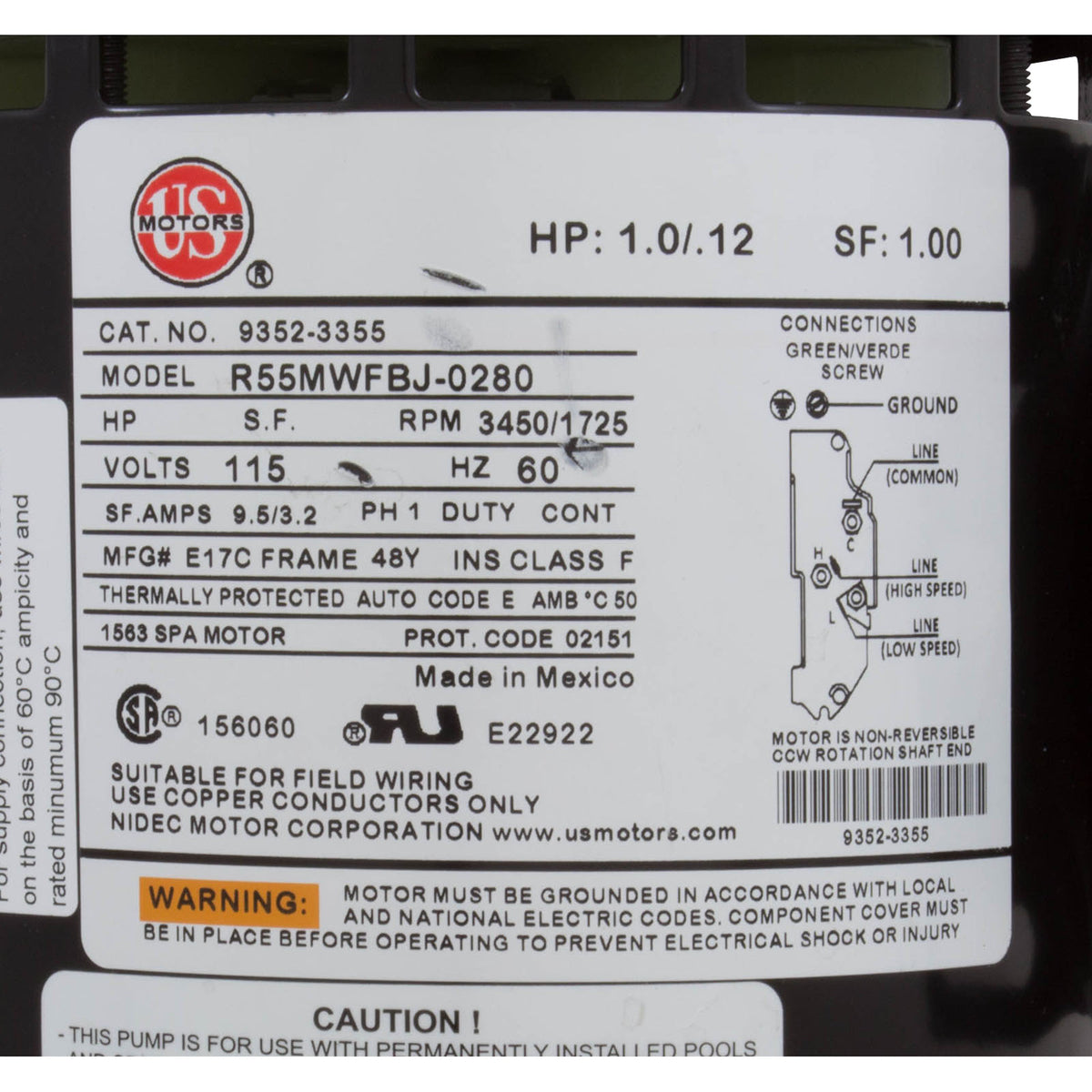 Pump, Aqua Flo FMHP, 0.75ohp/1.0thp, 115v, 2-Spd, 48fr, 1-1/2", OEM