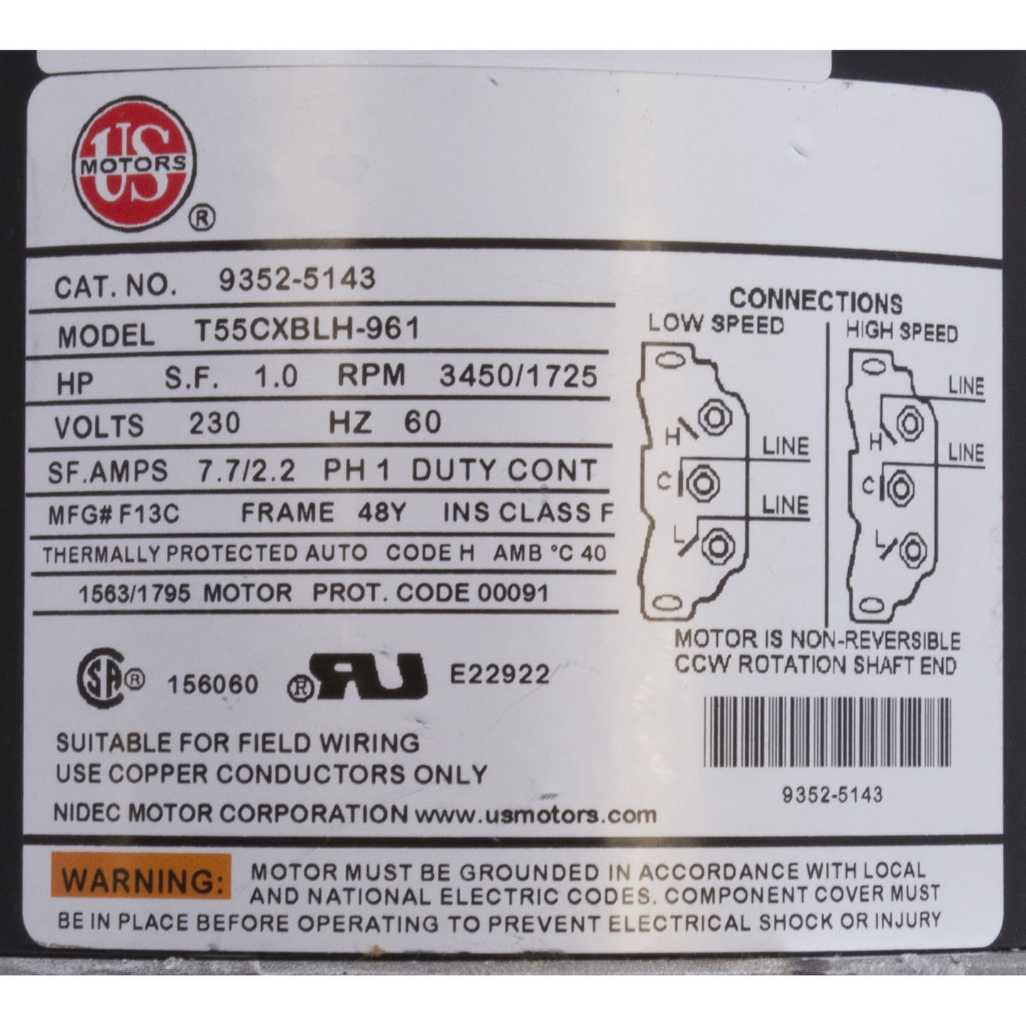 Bomba Aqua Flo FMHP, 1,0 OHP/1,5 THP, 230 V, 2 velocidades, 48 ​​Fr, 1-1/2", OEM