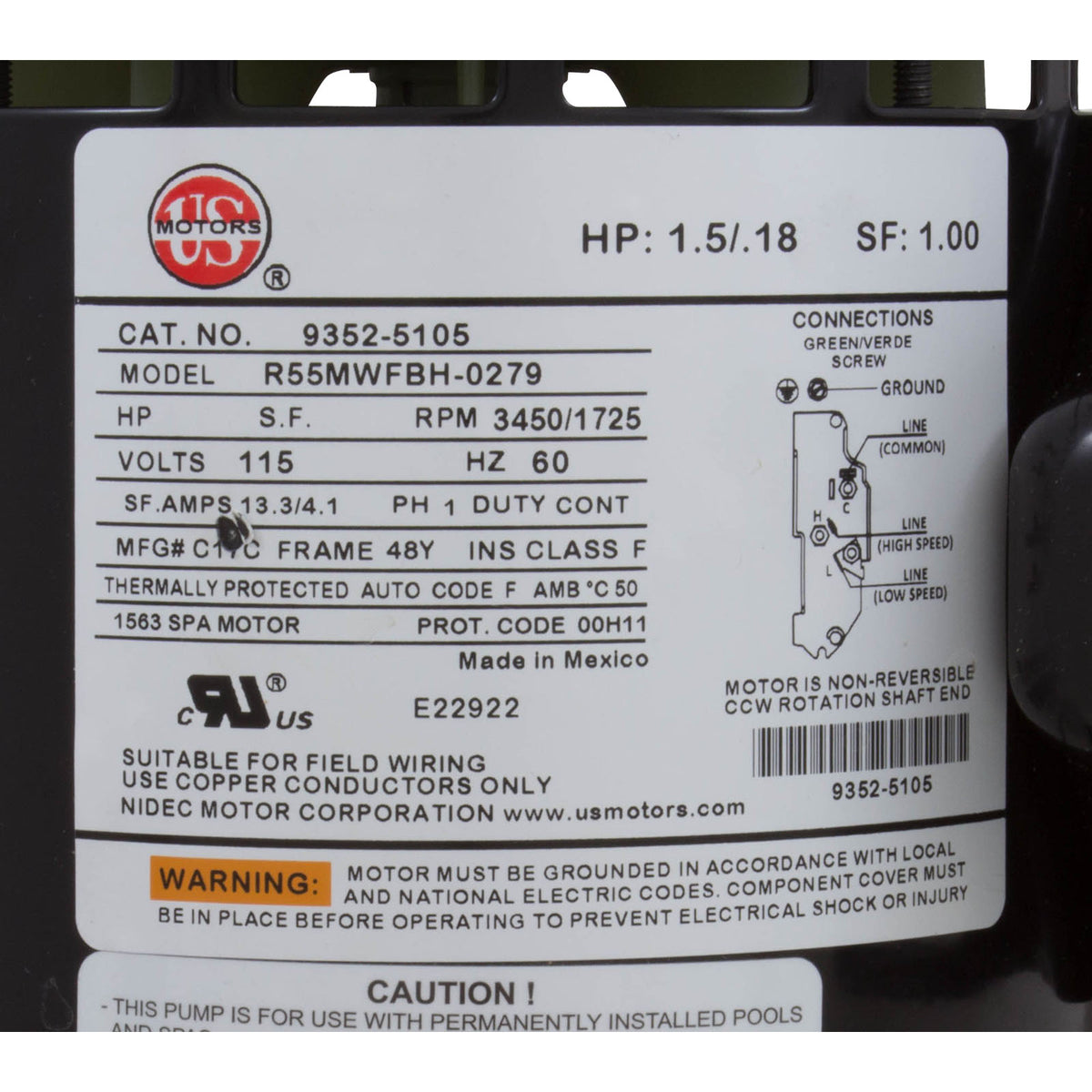 Pump, Aqua Flo FMCP, 1.5ohp/2.0thp , 115v, 2-Spd, 48fr, 1-1/2", OEM