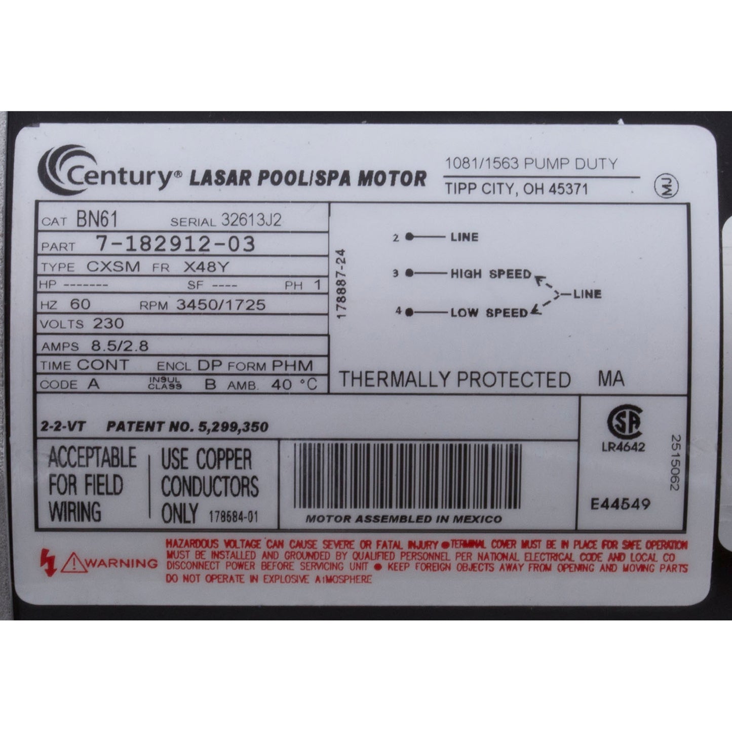 Pompe, Aqua Flo FMCP, 2,0 ohp/3,0 thp, 230v, 2 vitesses, 48fr, 1-1/2", OEM