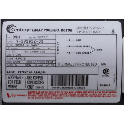 Pompe, Aqua Flo FMCP, 2,0 ohp/3,0 thp, 230v, 2 vitesses, 48fr, 1-1/2", OEM