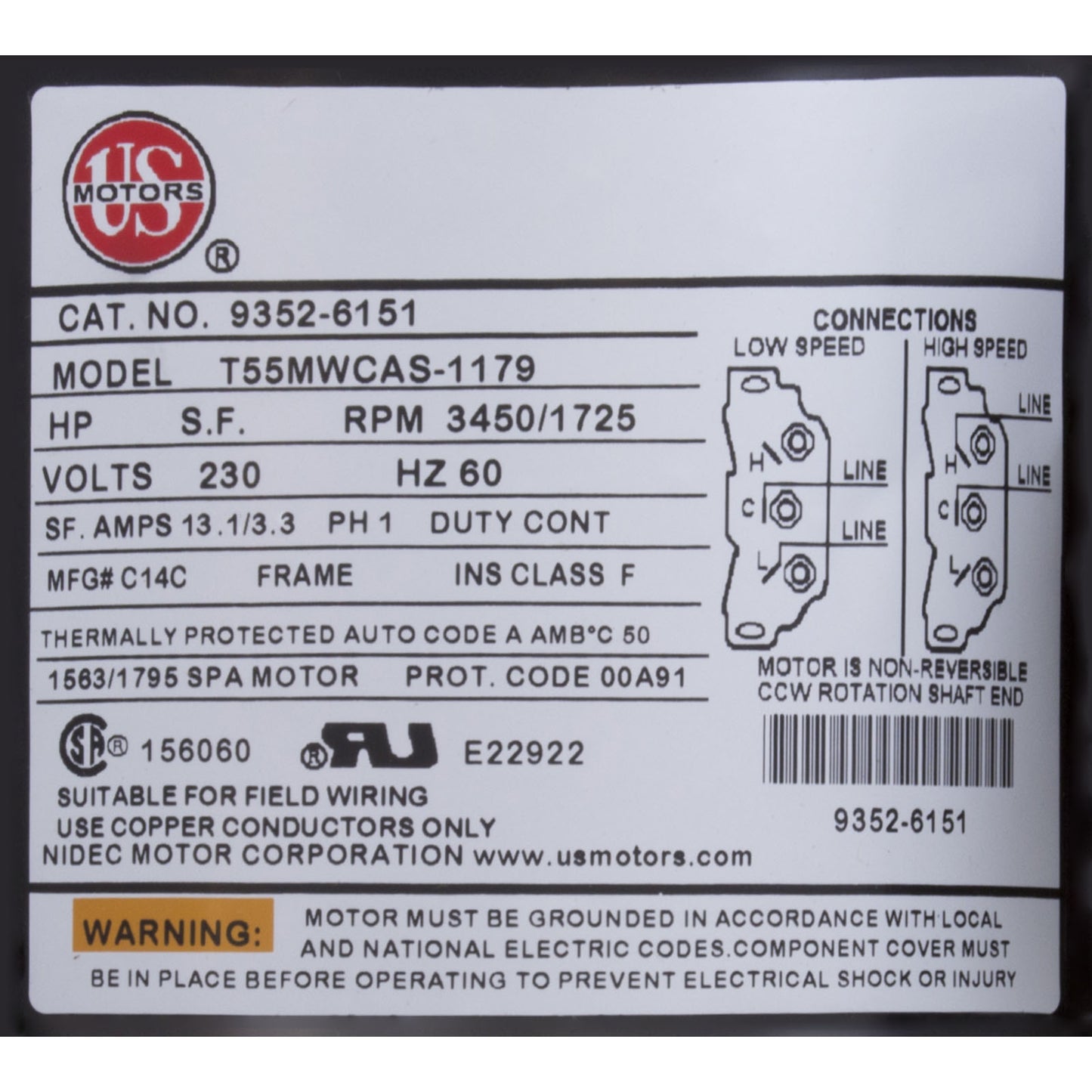 Bomba, Aqua Flo XP2, 3,0 ohp/4,0 thp, 230 v, 2 velocidades, 48 ​​fr, 2", OEM