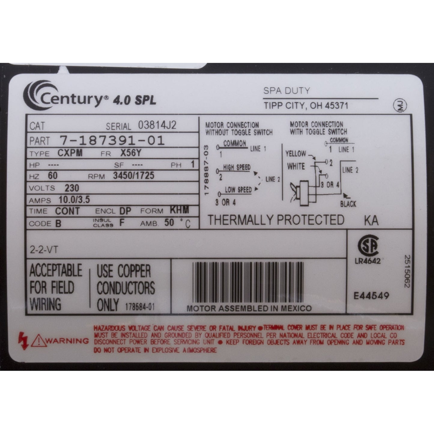 Pump, Aqua Flo XP2e, 2.0ohp/3.0thp, 230v, 2-Speed, 56fr, 2", OEM