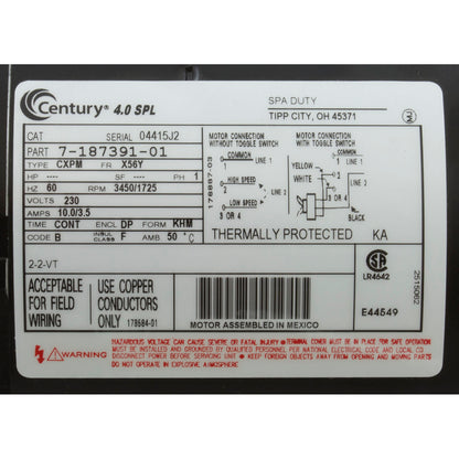 Pompe, Gecko XP2E, 3.0thp, 230v, 2 vitesses, 56fr, admission 2.5", distribution 2", OEM