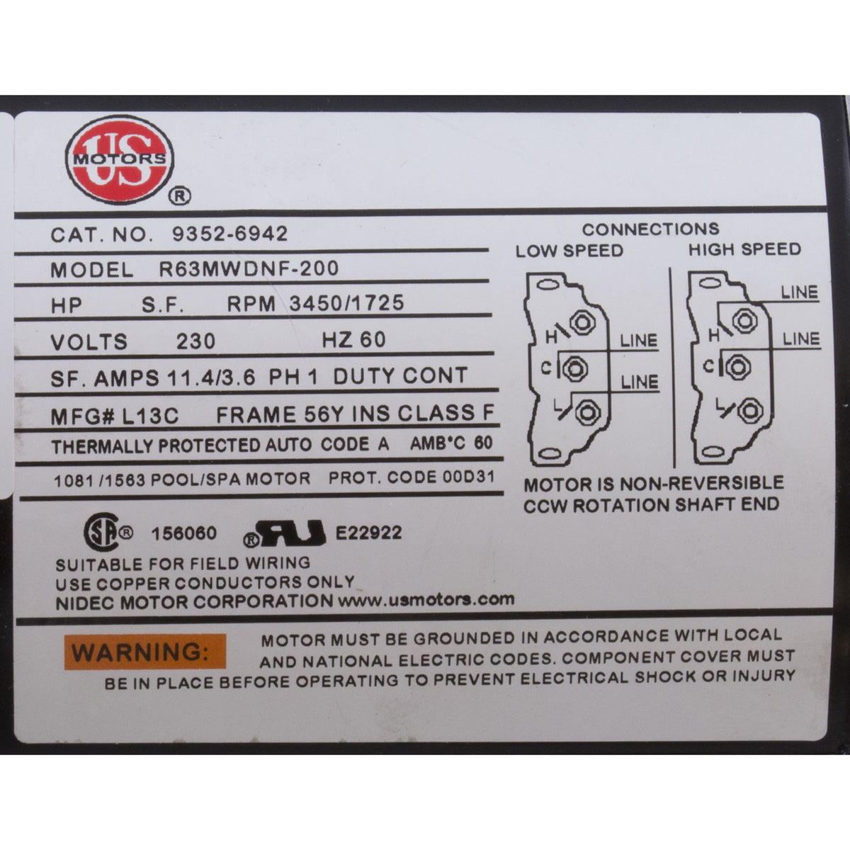 Pump, Aqua Flo XP3, 2.5ohp/3.0thp, 230v, 2-Spd, 56fr, 2-1/2", OEM