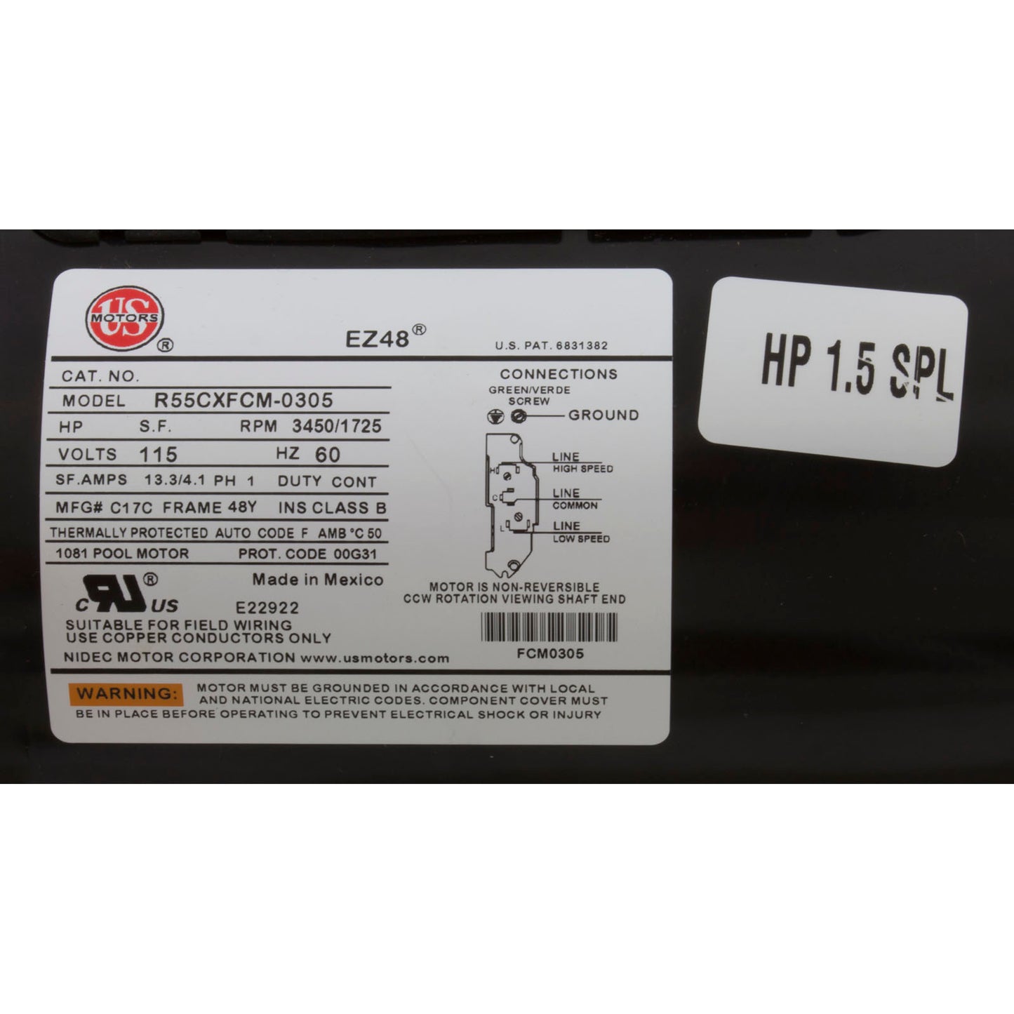 Bomba, BWG Vico Ultima, 1,5 hp, Nidec, 115 V, 2 velocidades, 48 ​​pulgadas, 1-1/2", kit