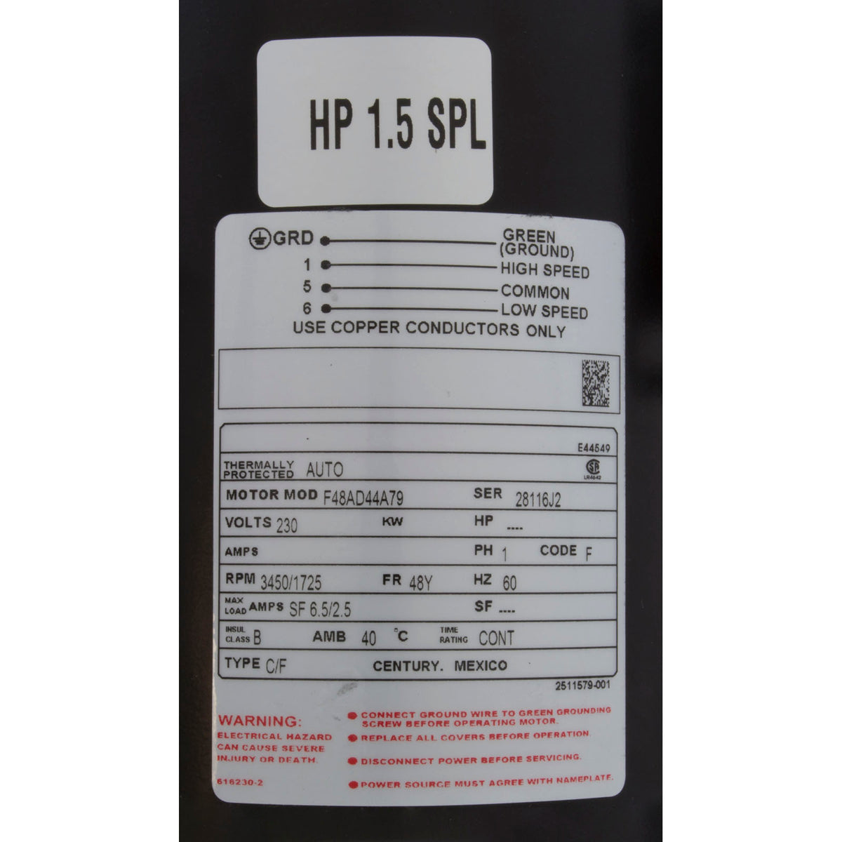 Pump, BWG Vico Ultima, 1.5hp Century, 230v, 2-Spd, 48fr, 2"