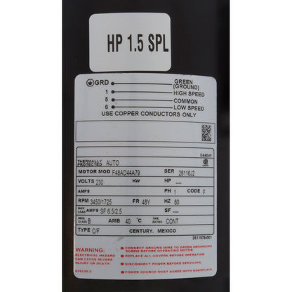 Bomba, BWG Vico Ultima, 1,5 hp Century, 230 V, 2 velocidades, 48 ​​fr, 2"