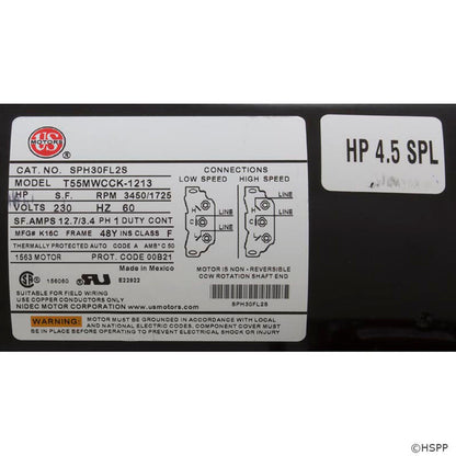 Bomba, BWG Vico Ultima, motor estadounidense de 4,0 hp, 230 V, 2 velocidades, 48 ​​pulgadas de ancho, 2"