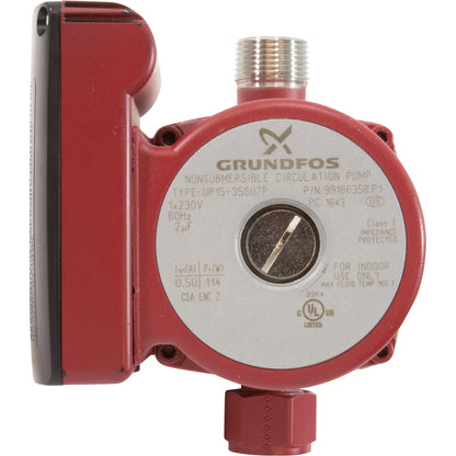 Bomba, Circulación, Grudfos UP15-35SU7P, 3/20 hp, 230 V, 114 W, 0,5 A