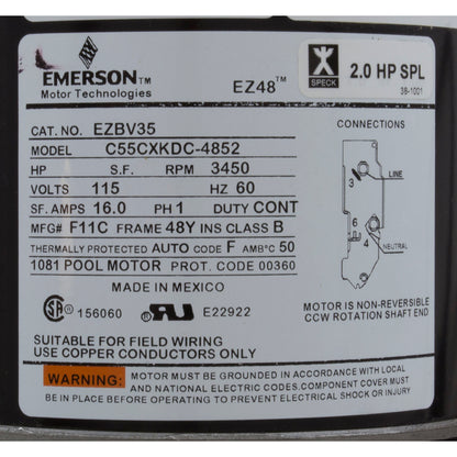 Bomba para baño, Speck E45, 1,5 hp, 115 V, cable de 1-1/2", 3 pies