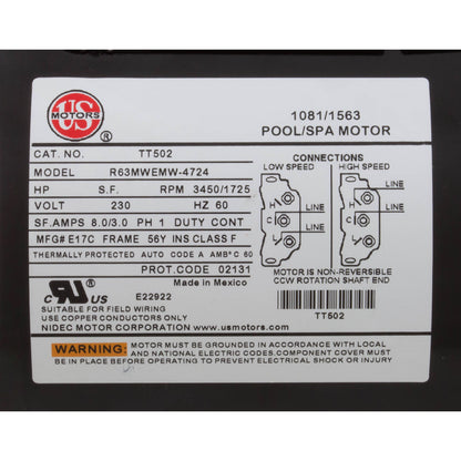 Bomba, CMP, motor estadounidense de 2,0 hp, 230 V, 2 velocidades, 56 fr, 2"