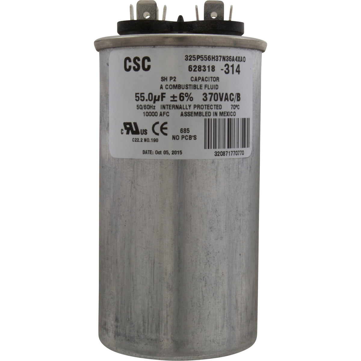 Run Capacitor, 55 MFD, 370v