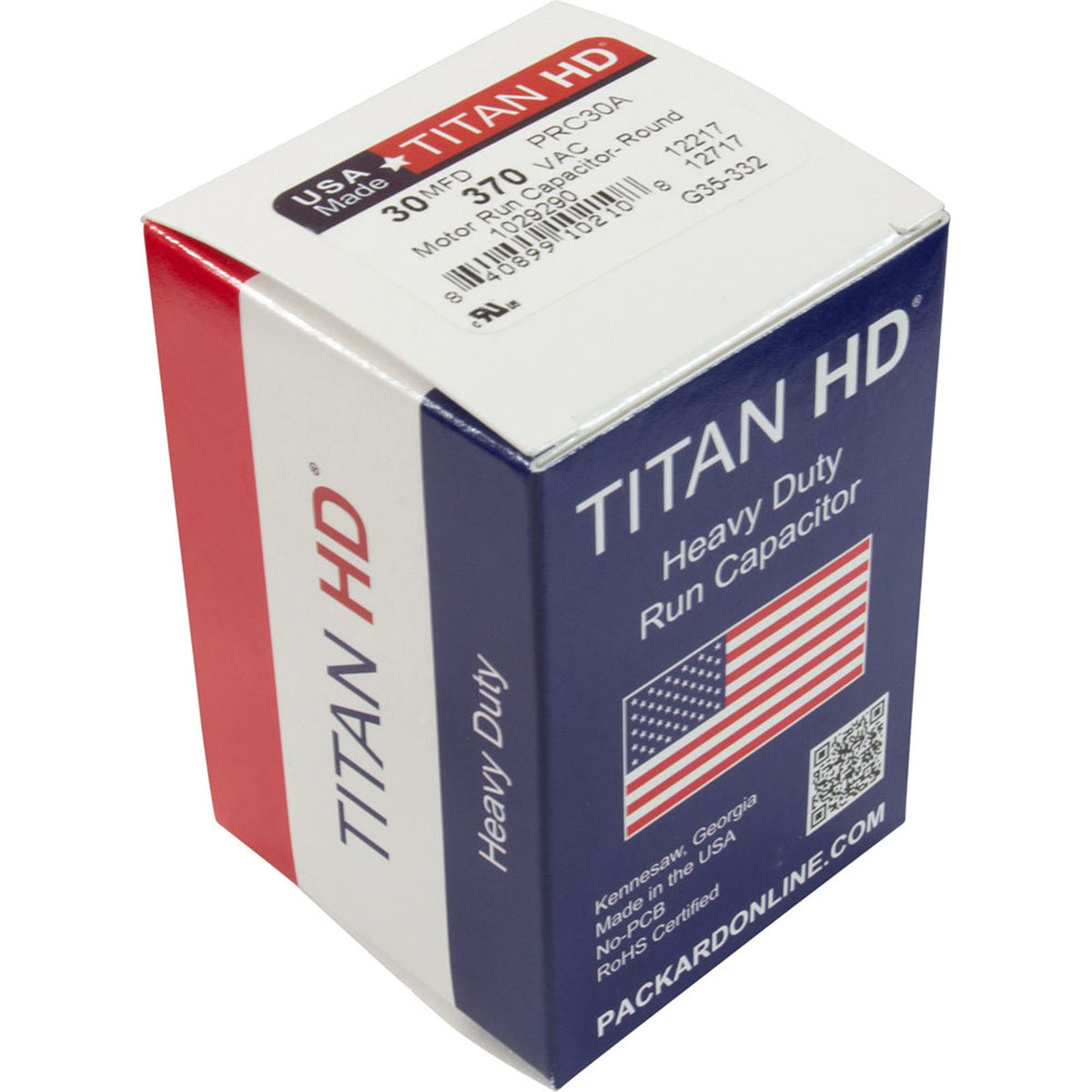 Run Capacitor, 30 MFD, 370v, 1-3/4" x 2-7/8"