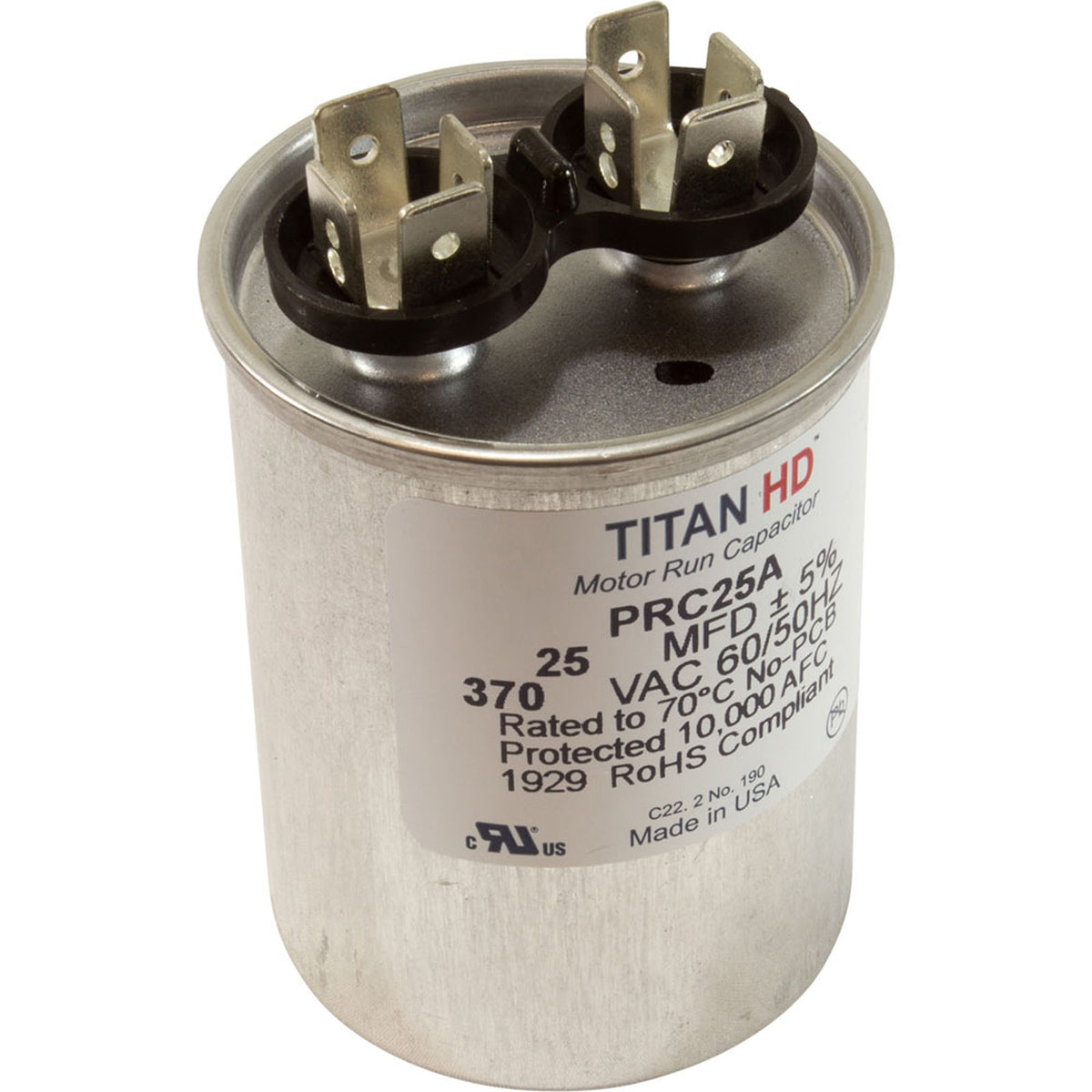 Run Capacitor, 25 MFD, 370v, 1-3/4" x 2-7/8"