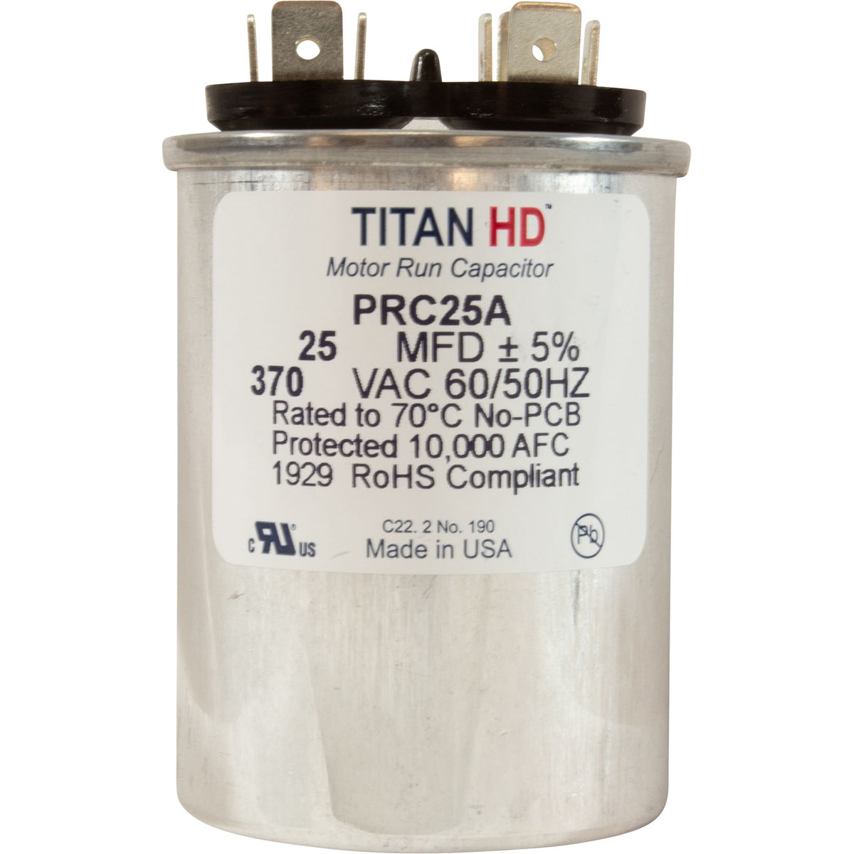 Run Capacitor, 25 MFD, 370v, 1-3/4" x 2-7/8"