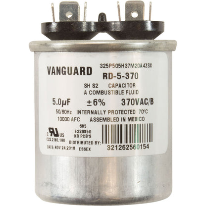 Run Capacitor, 5 MFD, 370v, 2-7/8"L x 1-3/4"OD