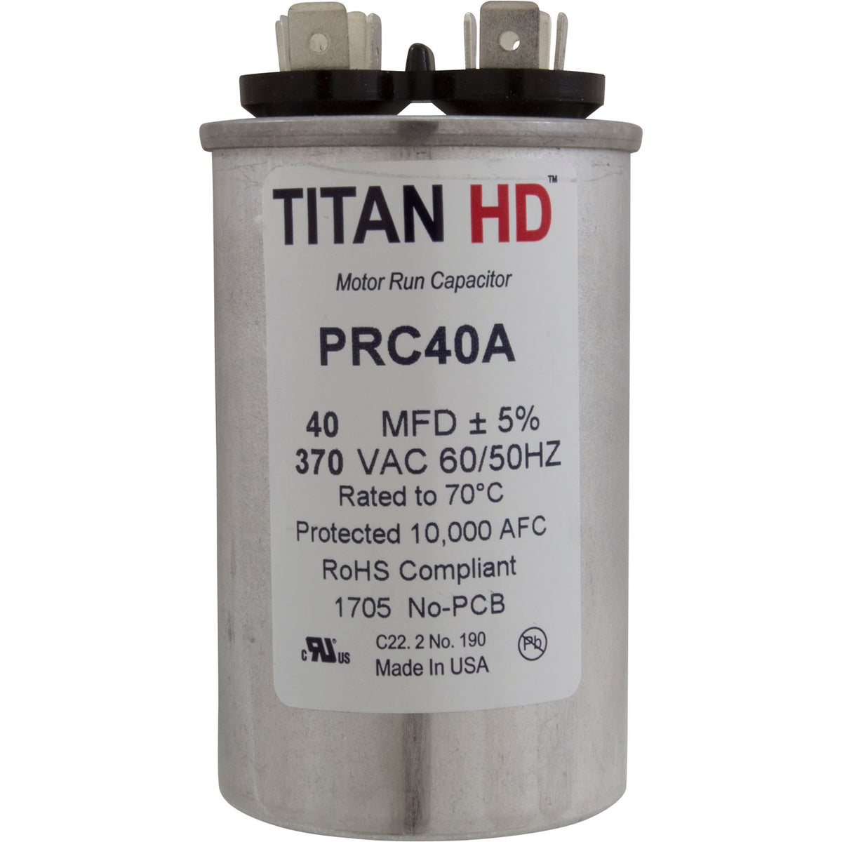 Run Capacitor 50 MFD, 370v, 2" x 3-3/4"