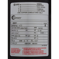 Motor, Century, 1.5 Horsepower, 115v, 2 Speed, 48 Frame