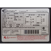 A.O. Smith-Motor, Century, 0.75hp, 115v/230v, 1-Spd, 56Jfr, C-Face Thd