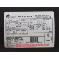 Motor, Century, 5.0hp, 208-230v/460v, SQFL, 56Y Frame, 3 Phase, THD