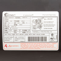 Motor, Century, 1.0hp, 115/230v, 1-Spd, 56YFr, SQFL, Uprate