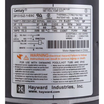 Motor, AO Smith, 1.5hp, 115v, 1 Spd, 48fr, w/Switch, Matrix