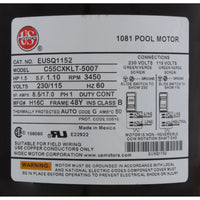 Motor, Nidec, 1.5 Horspower, SQFL, Uprate, 115/230v, 48Y