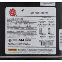 Motor, Nidec, 1.0hp, Threaded, Fullrate, 115/230v, 56J