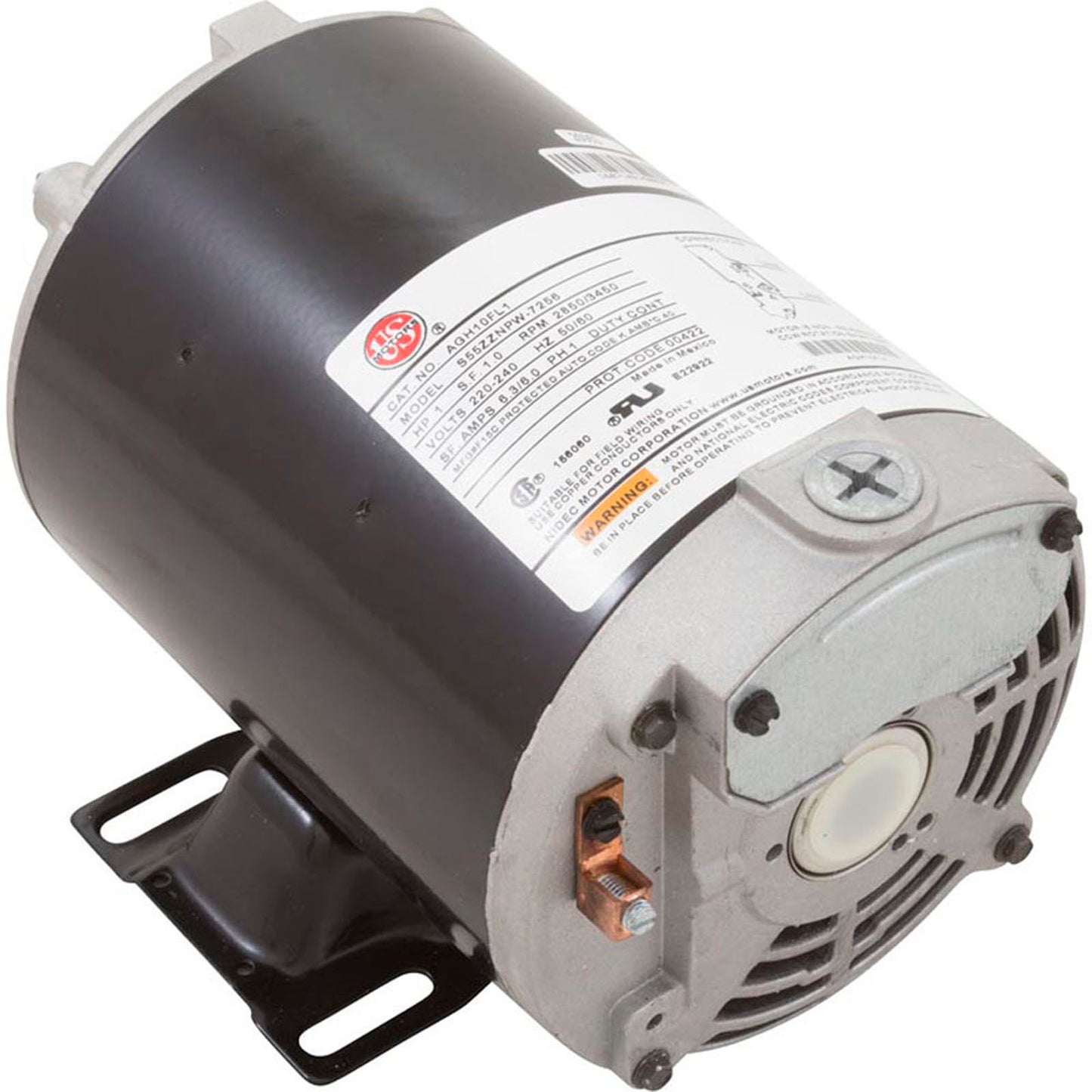 Motor, Nidec, 1,0 caballos de fuerza, ThruBolt, 1 velocidad, 230 V, 6,0 A