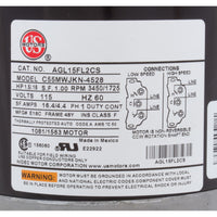 Motor, Nidec, 1.5 Horsepower, ThruBolt, 2-Speed, 115v, 48Y
