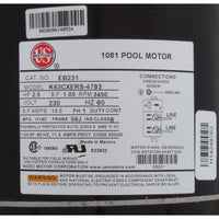 Motor, Emerson, 2.5 Horsepower, C-Face, 230v, Uprated