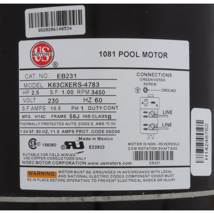 Moteur, Emerson, 2,5 chevaux, C-Face, 230 V, amélioré