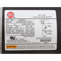Motor, US Motor/WW, 1.0hp, 230v, 2-Speed, 56Y Frame